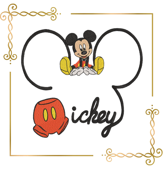 Mickey Mouse Disney character head mouse shorts machine embroidery design