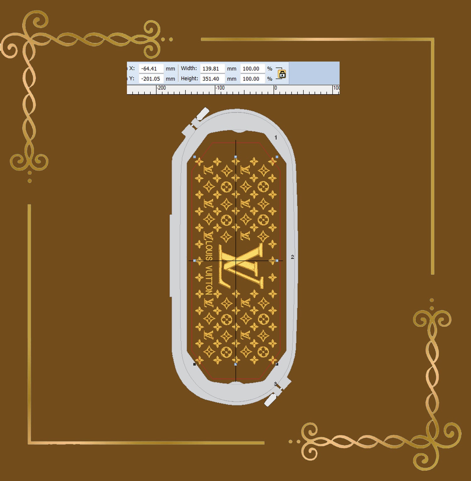 Pattern louis Vuitton digital embroidery design