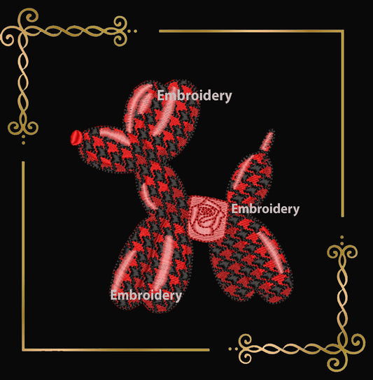 Balloon Dog Pattern (chanel) and Bow Machine Embroidery Design