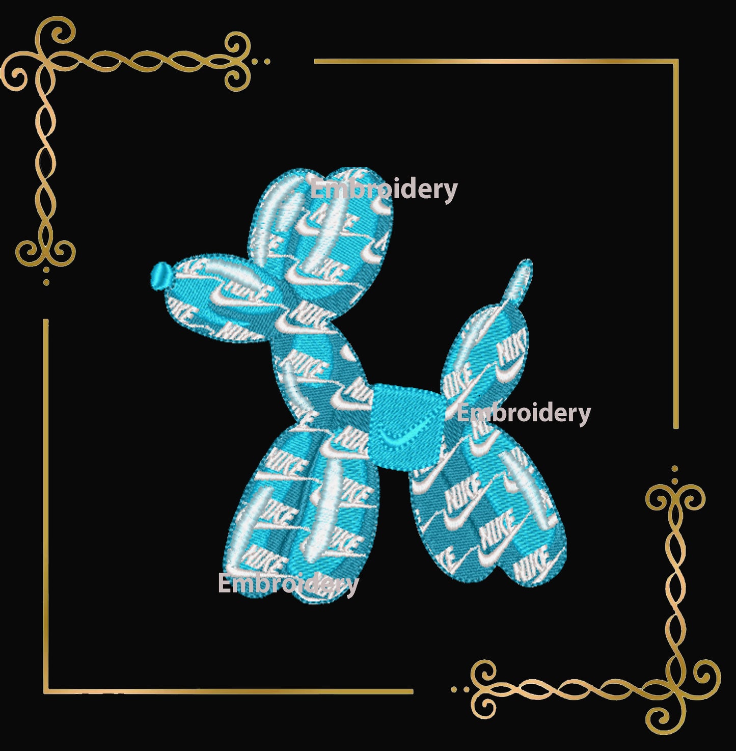 Balloon Dog  Pattern (nike) and  Bow Machine Embroidery Design 