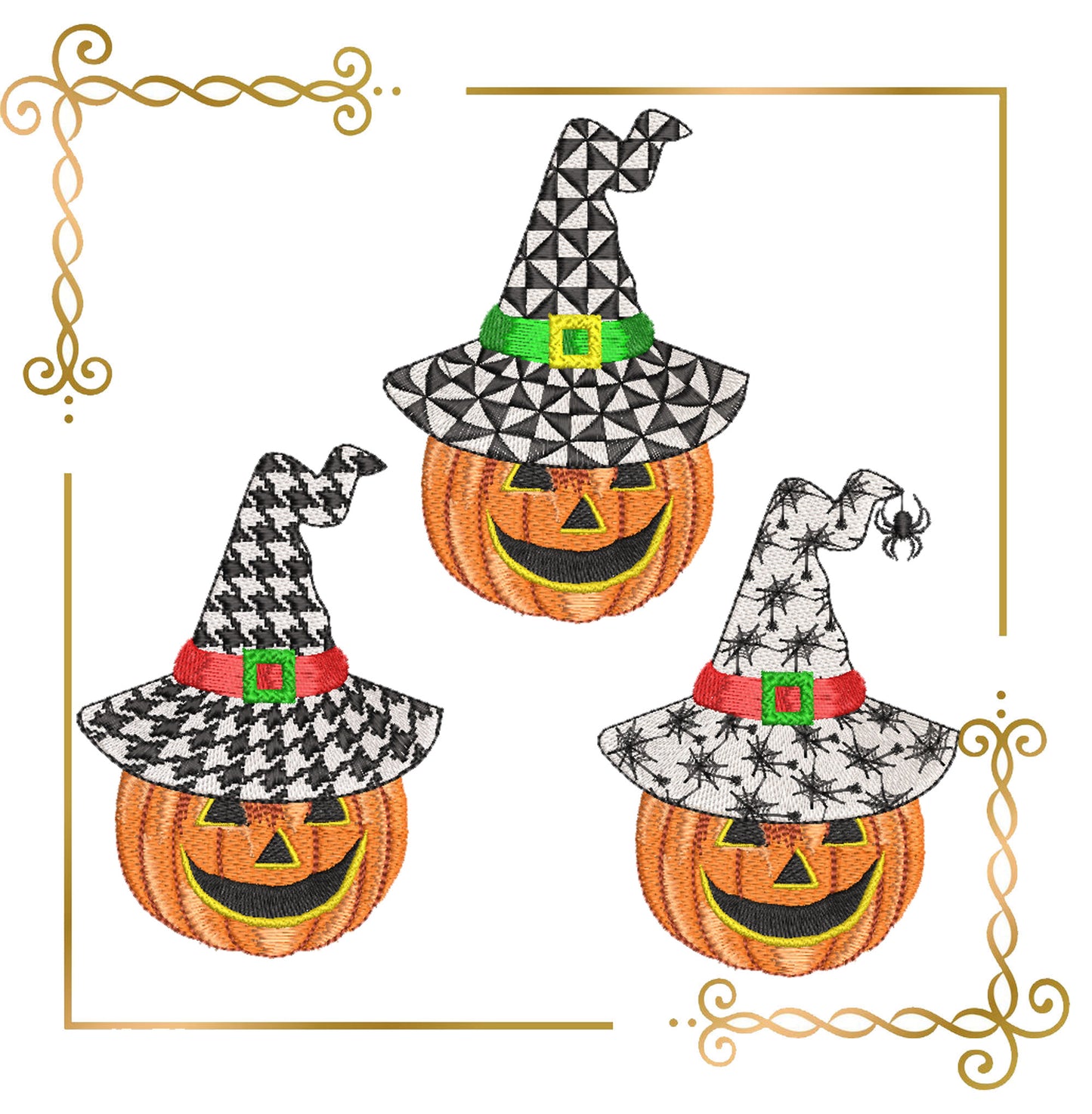 Halloween Halloween Jack-O'-Lantern with Witch Super Hat Embroidery designs 1 Size 3 Varianten