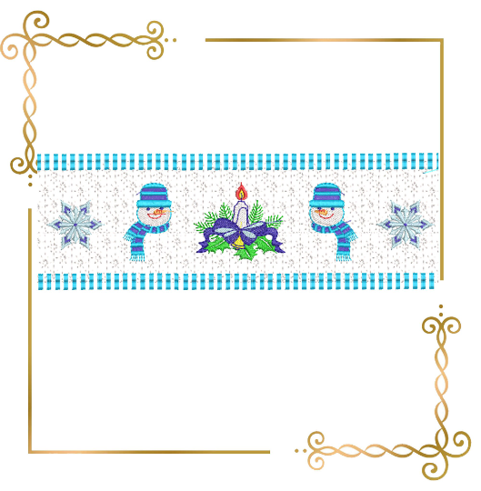 Smocking Plate Christmas snowman snowflakes digital machine embroidery design