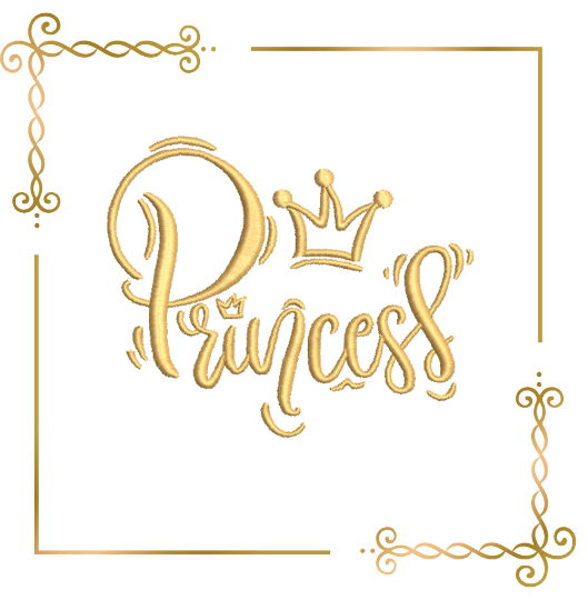 Princess a beautiful inscription with a crown machine embroidery design to the direct download