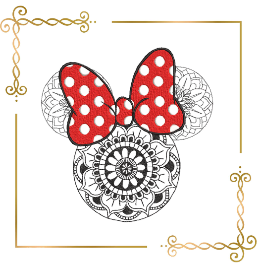 Minnie Mouse head lace bow  machine embroidery design digital