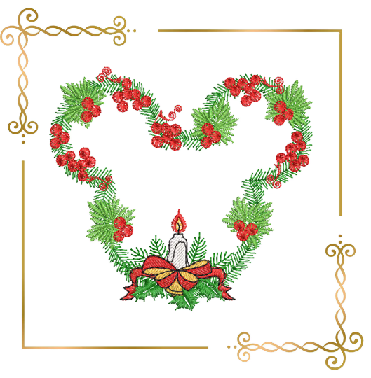 Christmas Minnie Mouse head wreath mistletoe embroidery design