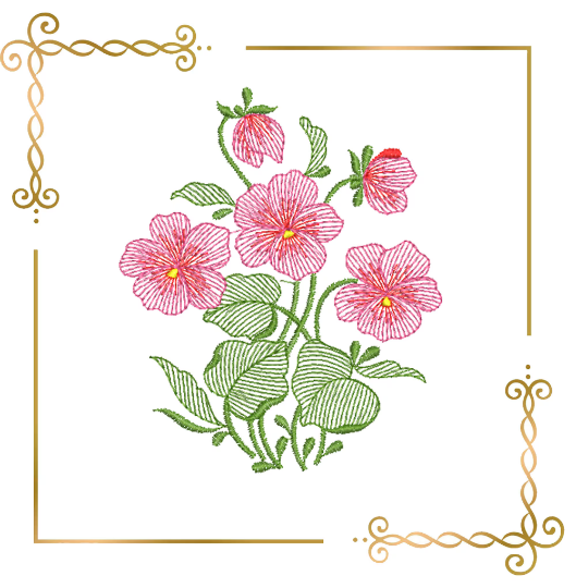 Flowers pansies bouquet cornflowers machine embroidery design digital