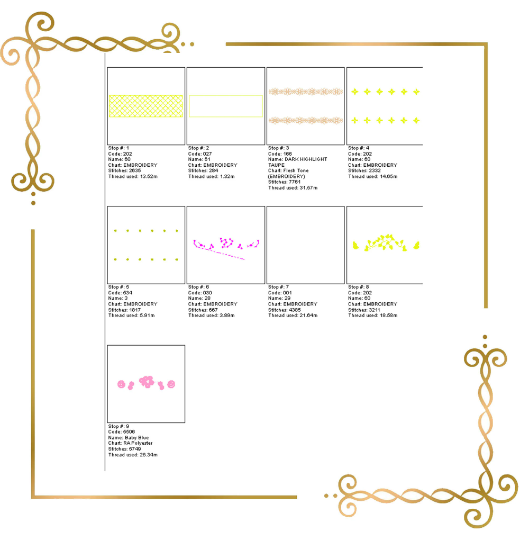 Smokplatte, Blumen, Designplatte, Maschinenstickmuster zum direkten Download.
