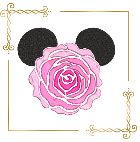 Minnie Mouse Head Rose digital machine embroidery design