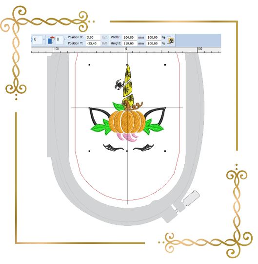 Einhorn Herbstblätter, Unicorn, Halloween, Stickmuster zum direkten Download