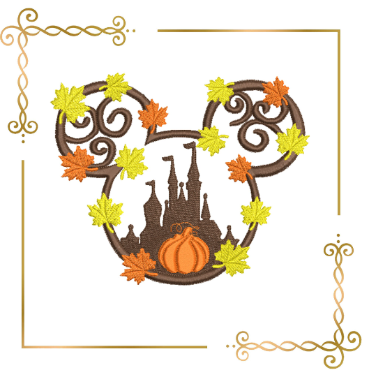 Halloween Mickey Mouse Fall pumpkin Head digital embroidery design