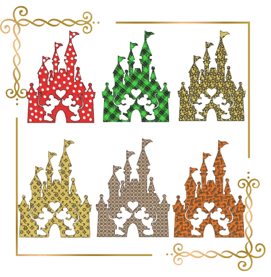 Mickey and Minnie Mouse castle love valentines day digital machine embroidery design