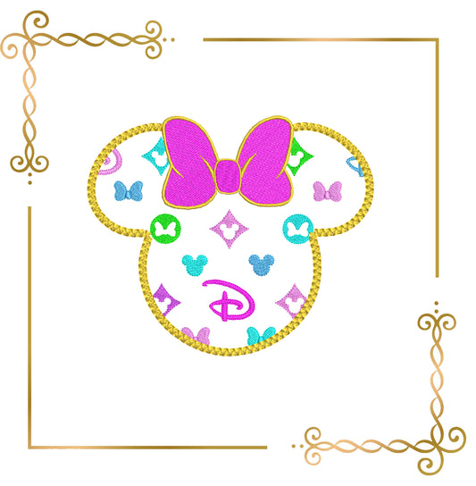 Minnie Mouse  Applique  Head  2 Sizes 2 options embroidery design to the direct download