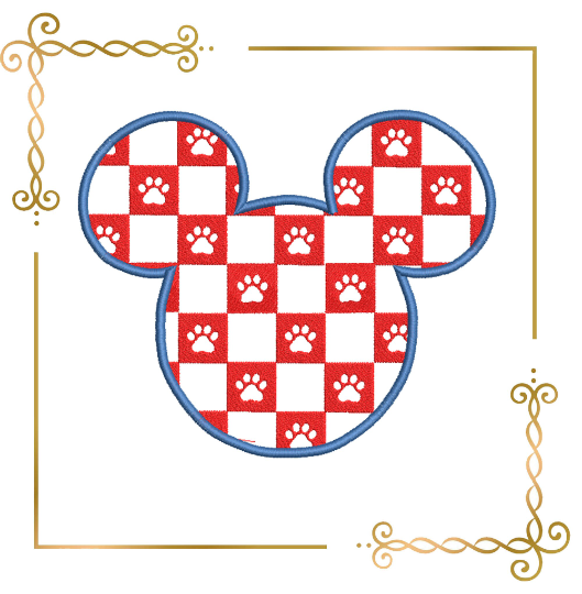 Applique Mickey Mouse head PAW dog paw digital machine embroidery design 