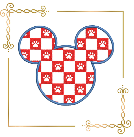 Free design Applique Mickey Mouse head PAW dog paw digital machine embroidery design
