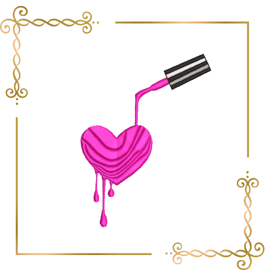 Mother's day valentine's day heart nail polish machine embroidery design