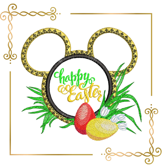 Easter Mickey Mouse Head Easter Eggs digital machine embroidery design