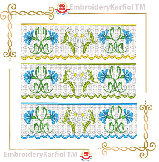 Smocking plate Embroidery Design Smocking Plate , Cornflower Daisy Border, Baby Girl Dress, Machine Embroidery Instant Download