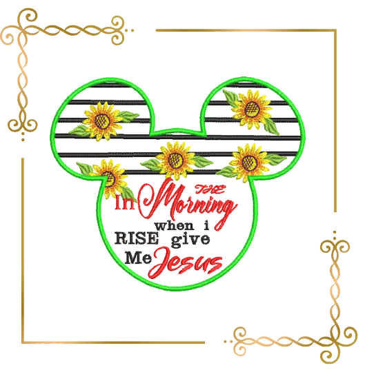 Easter Mickey Mouse Head  Easter Sunflower machine embroidery design 