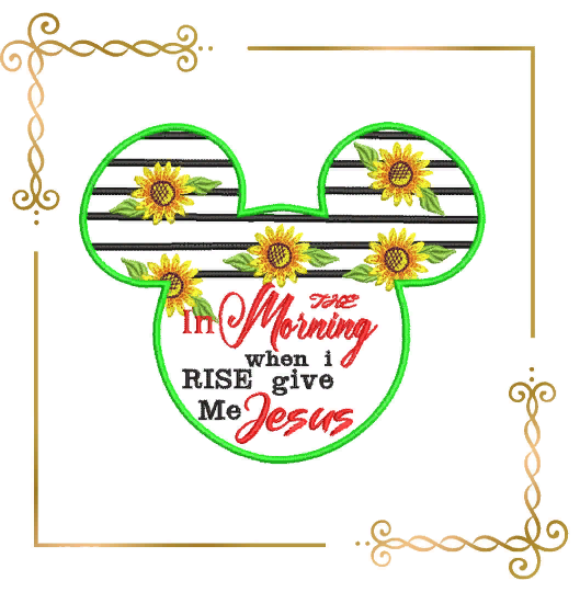 Easter Mickey Mouse Head  Easter Sunflower machine embroidery design