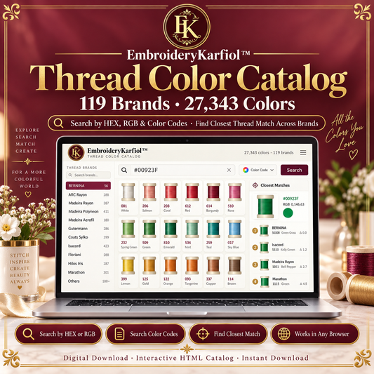 🧵Embroidery Thread Color Catalog | 119 Brands 27,343 Colors | HEX RGB Color Match Finder | Interactive Digital Reference | Instant Download