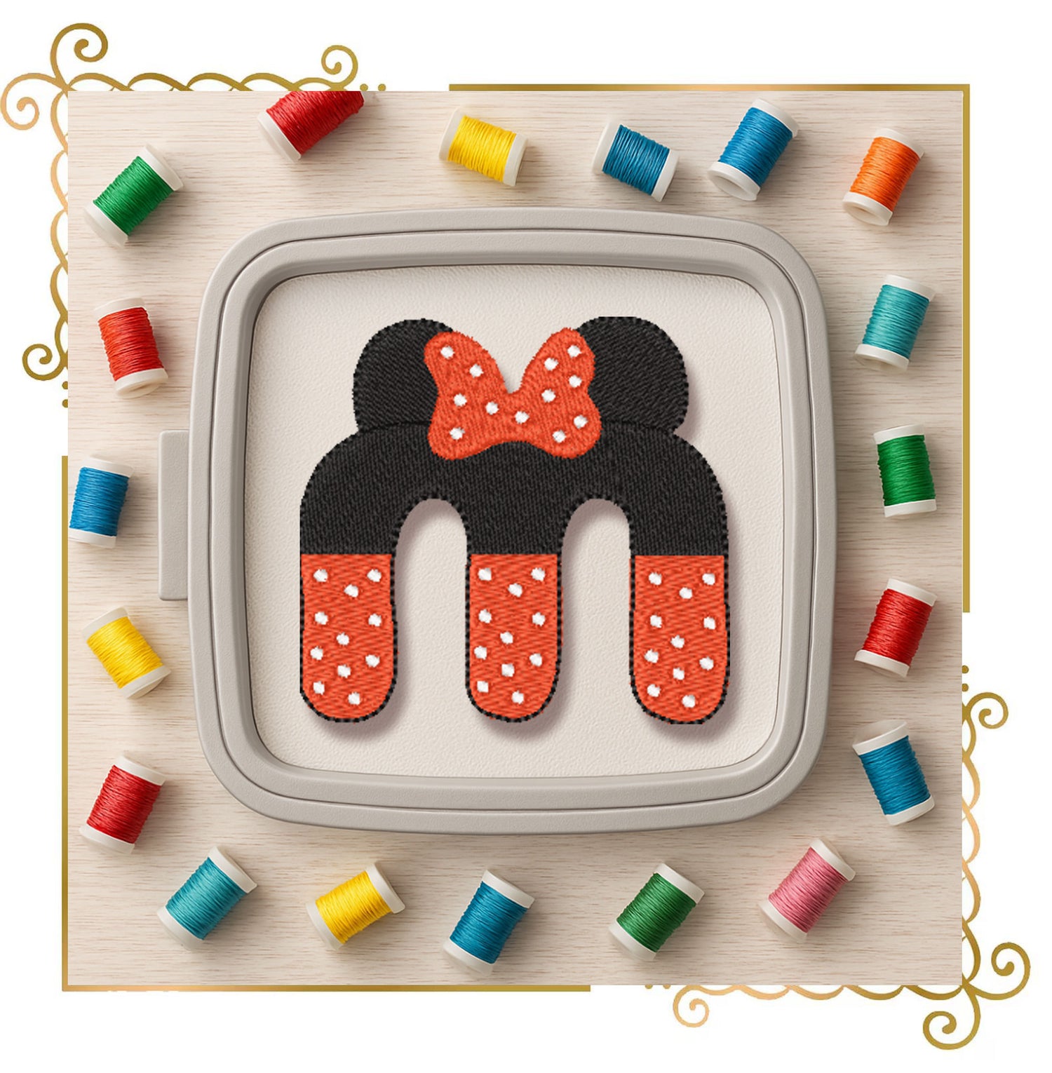 Minnie Mouse letter M  Digital Embroidery Design File