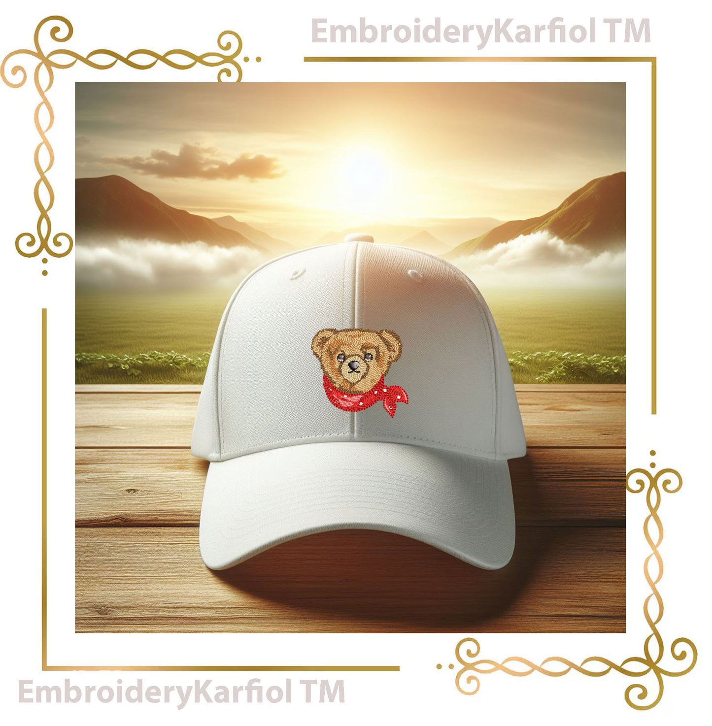Teddy Bear Classic Style luxury heritage style 3 Elegant Embroidery Designs with Bandanas