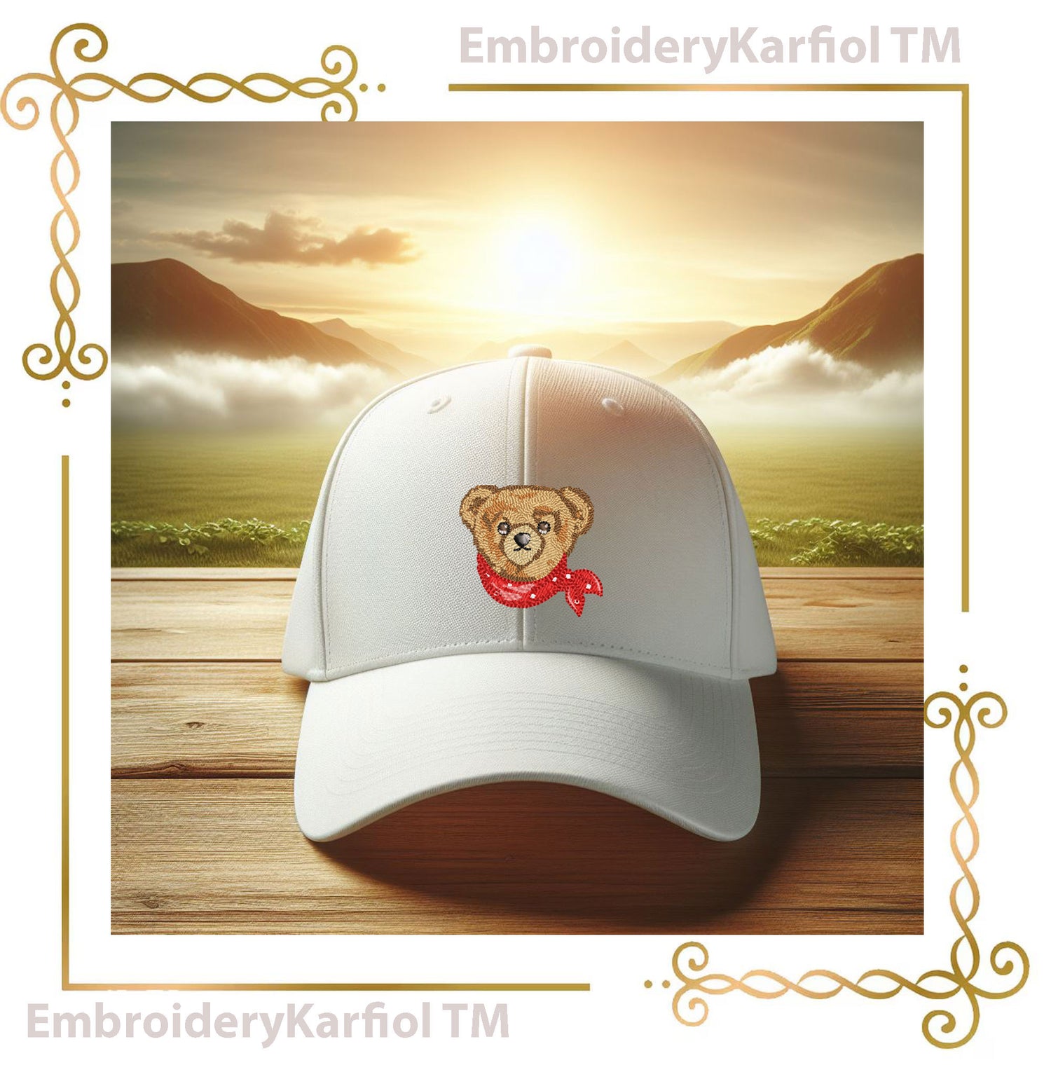 Teddy Bear Classic Style luxury heritage style 3 Elegant Embroidery Designs with Bandanas