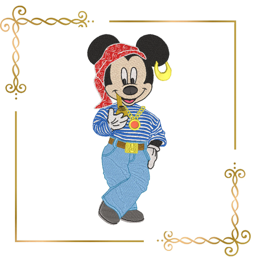 Mickey Mouse the Pirate  embroidery design to the direct download.