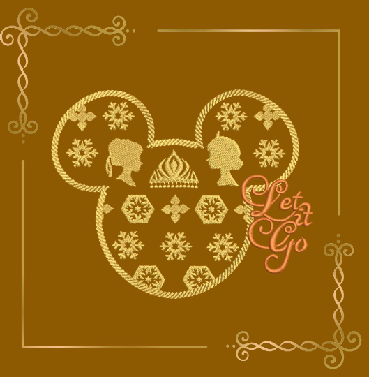 Princess,  Winter, frozen, Elsa, Anna, mouses head, snowflakes,  2 sizes, 2 options,  embroidery design to the direct download.