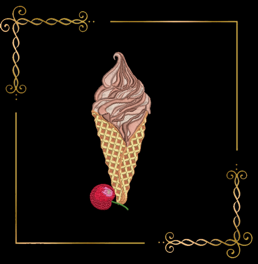 ice cream Sweet Surprise ice cream in a cone with cherries 1 Sizes 2 Variants embroidery design