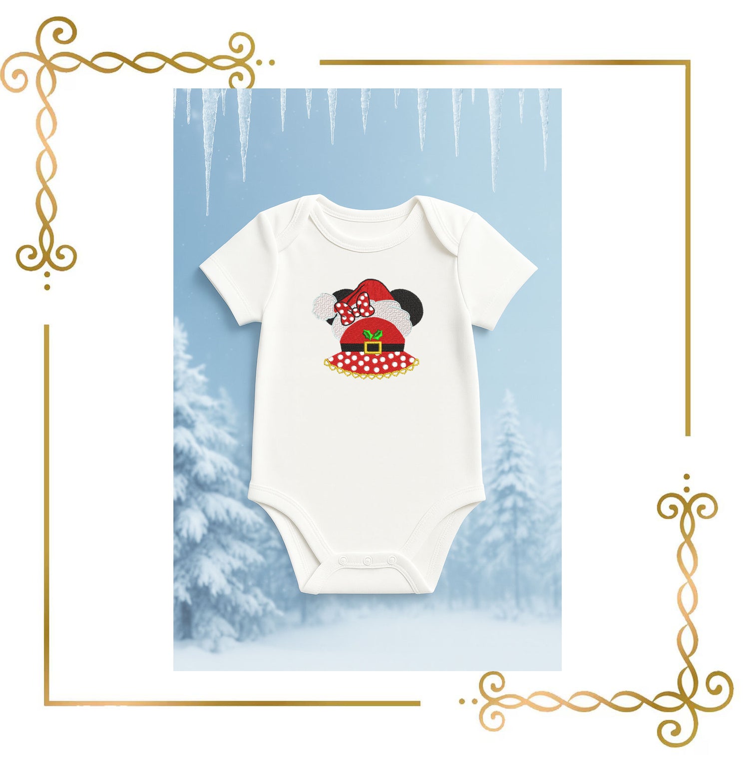 Minnie Mouse Christmas Embroidery Design: Santa Hat, Polka Dot Bow (Digital Pattern)
