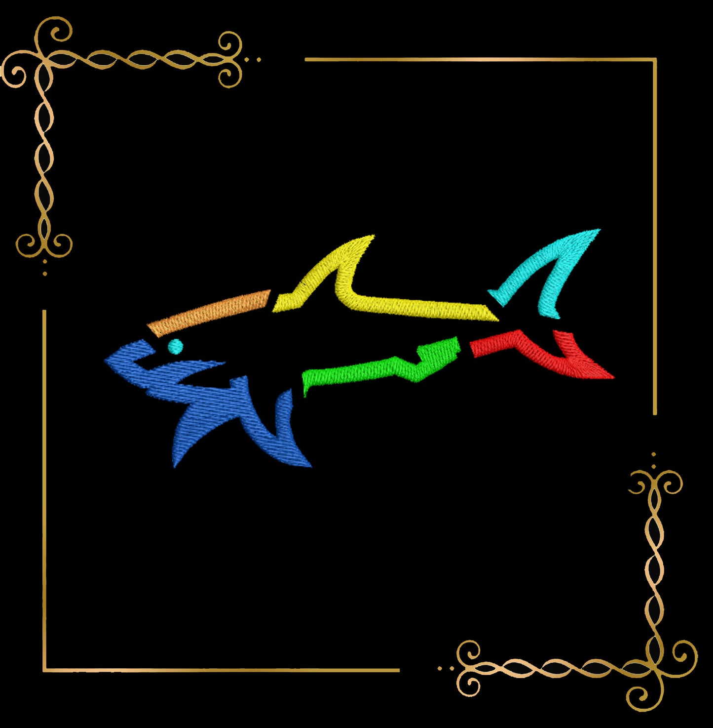 Logo Paul and Shark Yachting Shark digital embroidery design