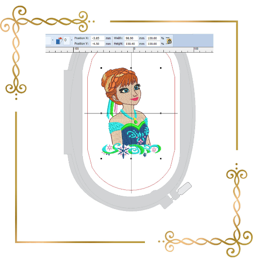 Princess Anna Frozen Springtime Disney character digital embroidery design