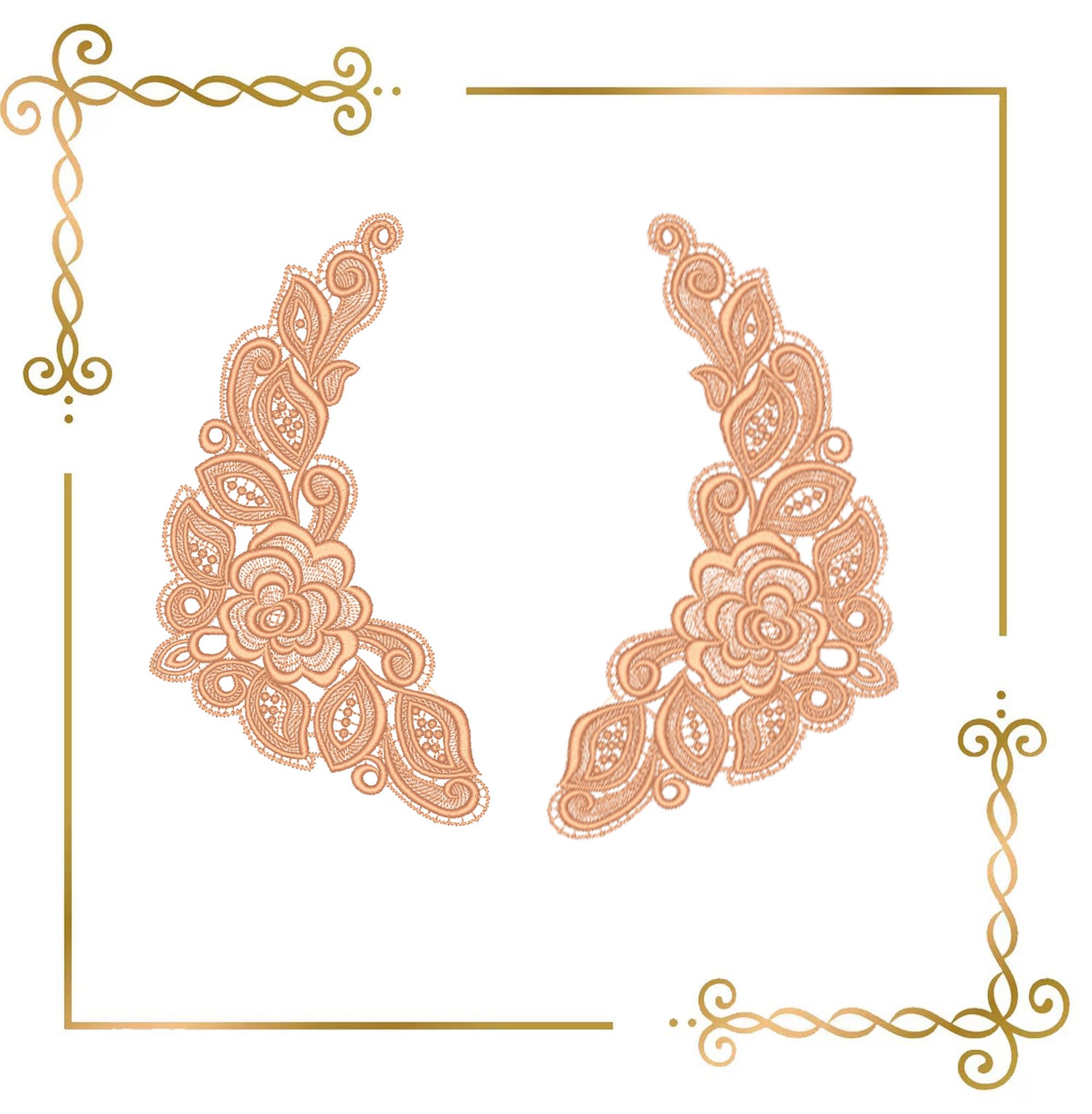 Lace and decorations Embroidery Design Belgium Lace Collar – Digital Machine Embroidery File – Floral Pattern for Instant Download