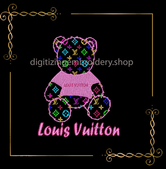Teddy Bear Super Fashion à la Louis Vuitton embroidery design to the direct download