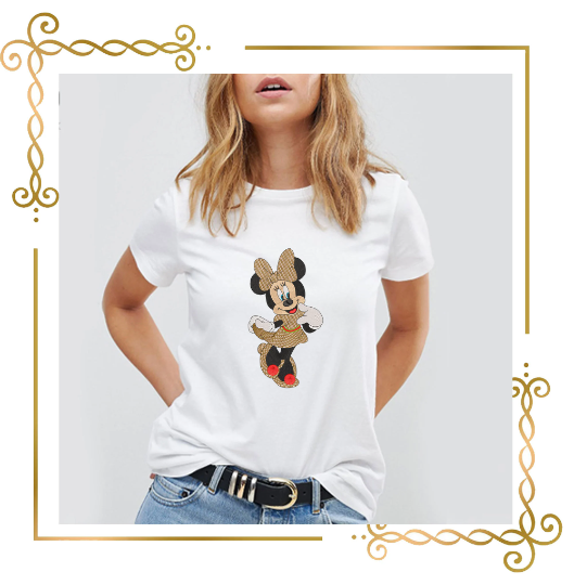 Minnie Mouse dressed Gucci parody digital embroidery design