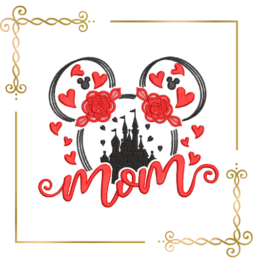 Valentine's day , Minnie Mouse, head, love Castle, embroidery design to the direct download