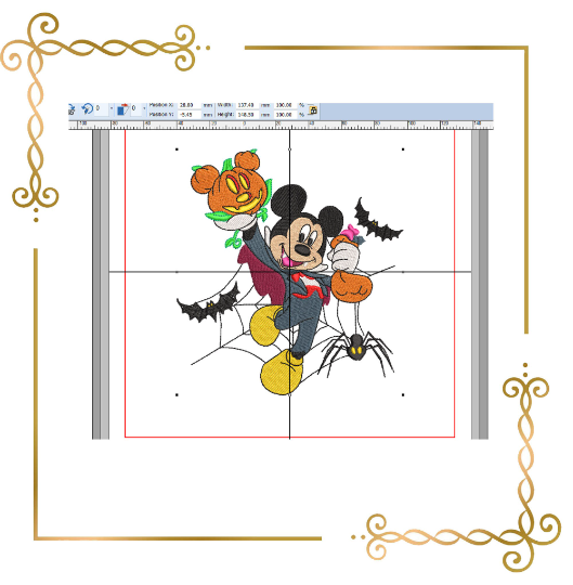 Mickey Mouse Halloween pumpkin spider digital machine embroidery design