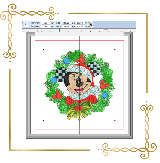 Minnie Mouse Christmas Wreath mistletoe embroidery design embroidery design