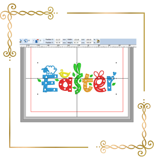 Easter holiday lettering machine embroidery design