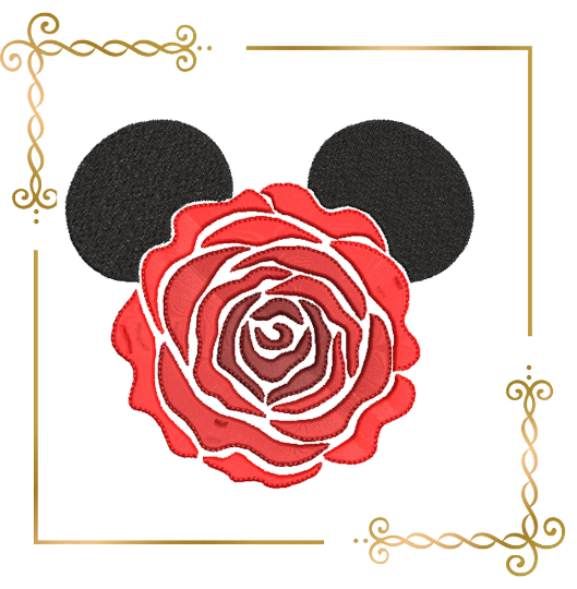 Minnie Mouse Head Rose digital machine embroidery design