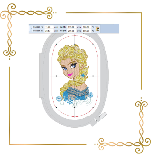 Princess Elsa, Winter, Frozen, Disney, snowflakes, magic, fairy tale, Embroidery  machine design  to the direct download