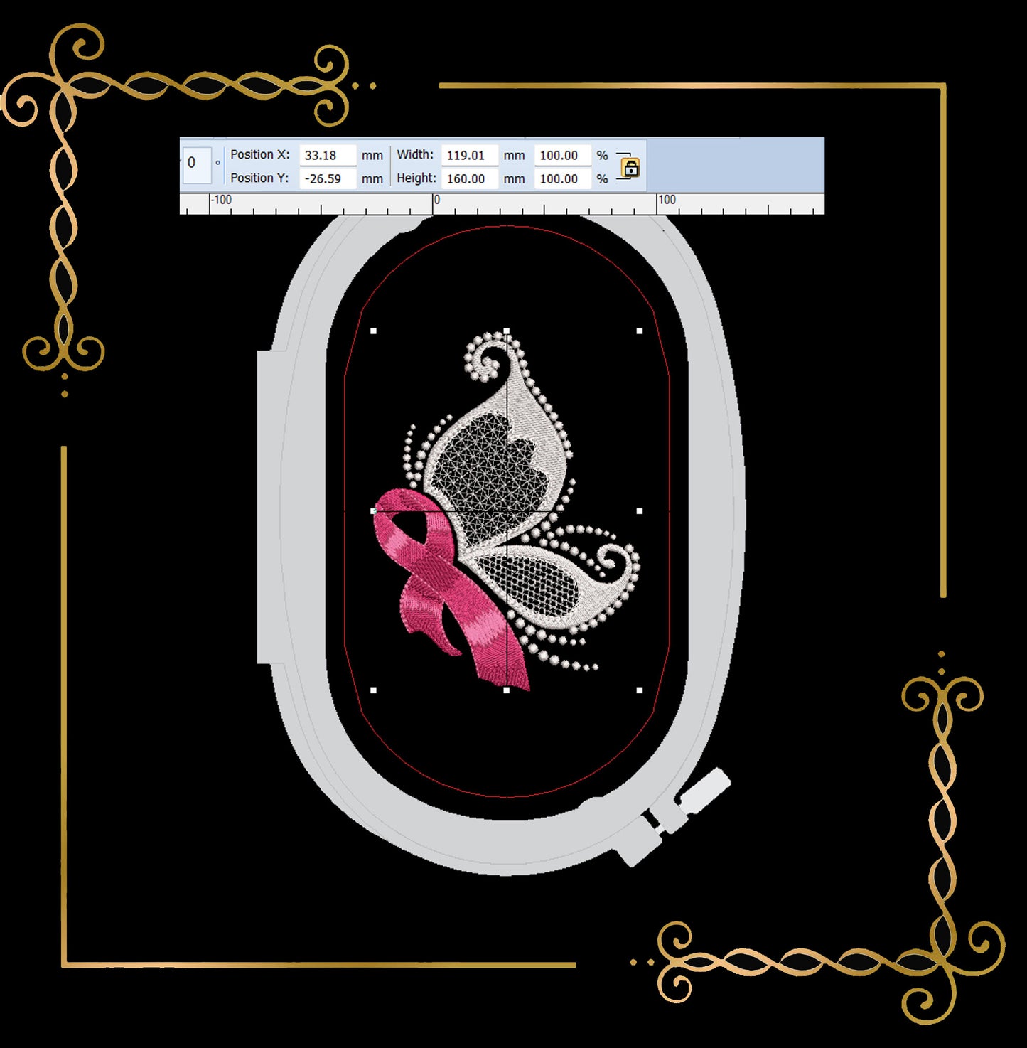 Butterfly and Pink Ribbon, Promotion & Beyond Breast Cancer Awareness 2 Sizes Machine Embroidery designs