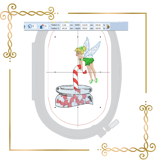 Princess Tinker Bell Fabulous Fairy jar with Candy cane Christmas machine embroidery design digital