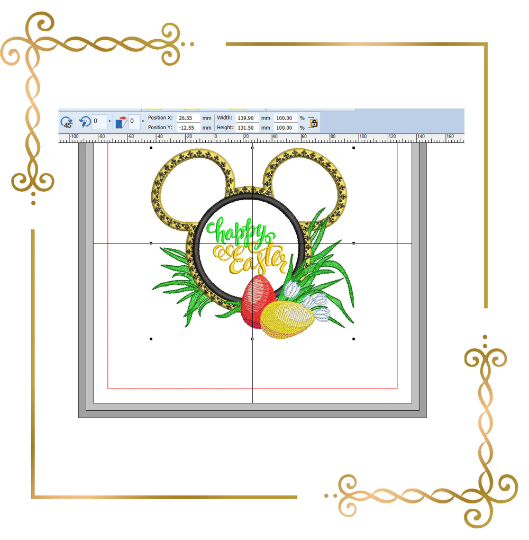 Easter Mickey Mouse Head Easter Eggs digital machine embroidery design