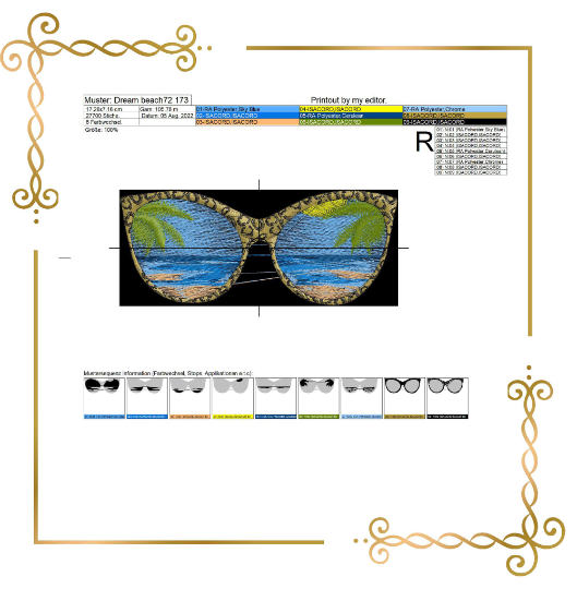 Super trendy sunglasses sea beach embroidery design