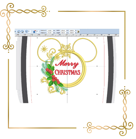 Christmas Minnie Mouse Wreath head castle embroidery design embroidery design to the direct download.