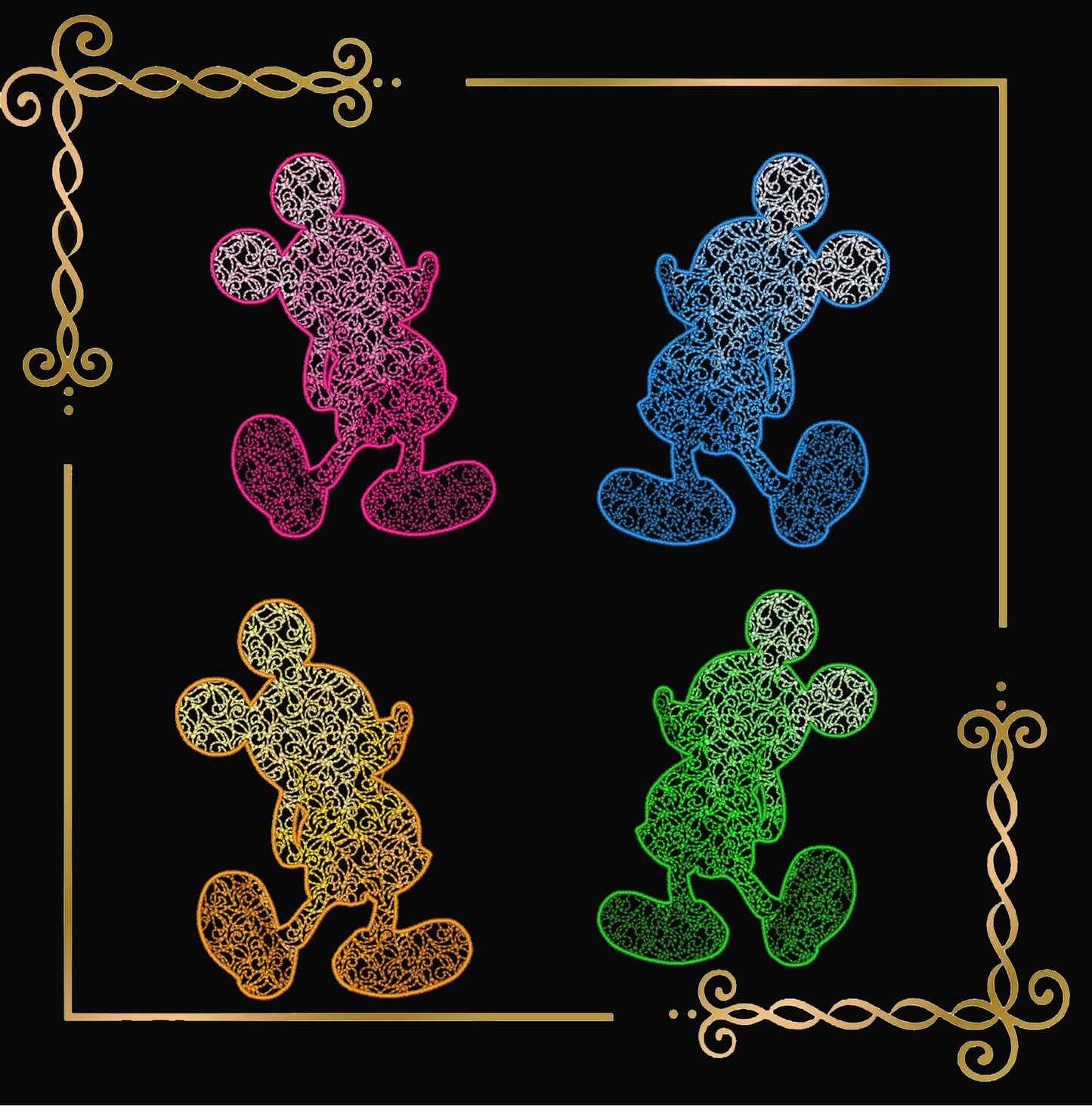 Mouse  Mickey Lace silhouette Cartoon Mouse Artist Machine Embroidery File