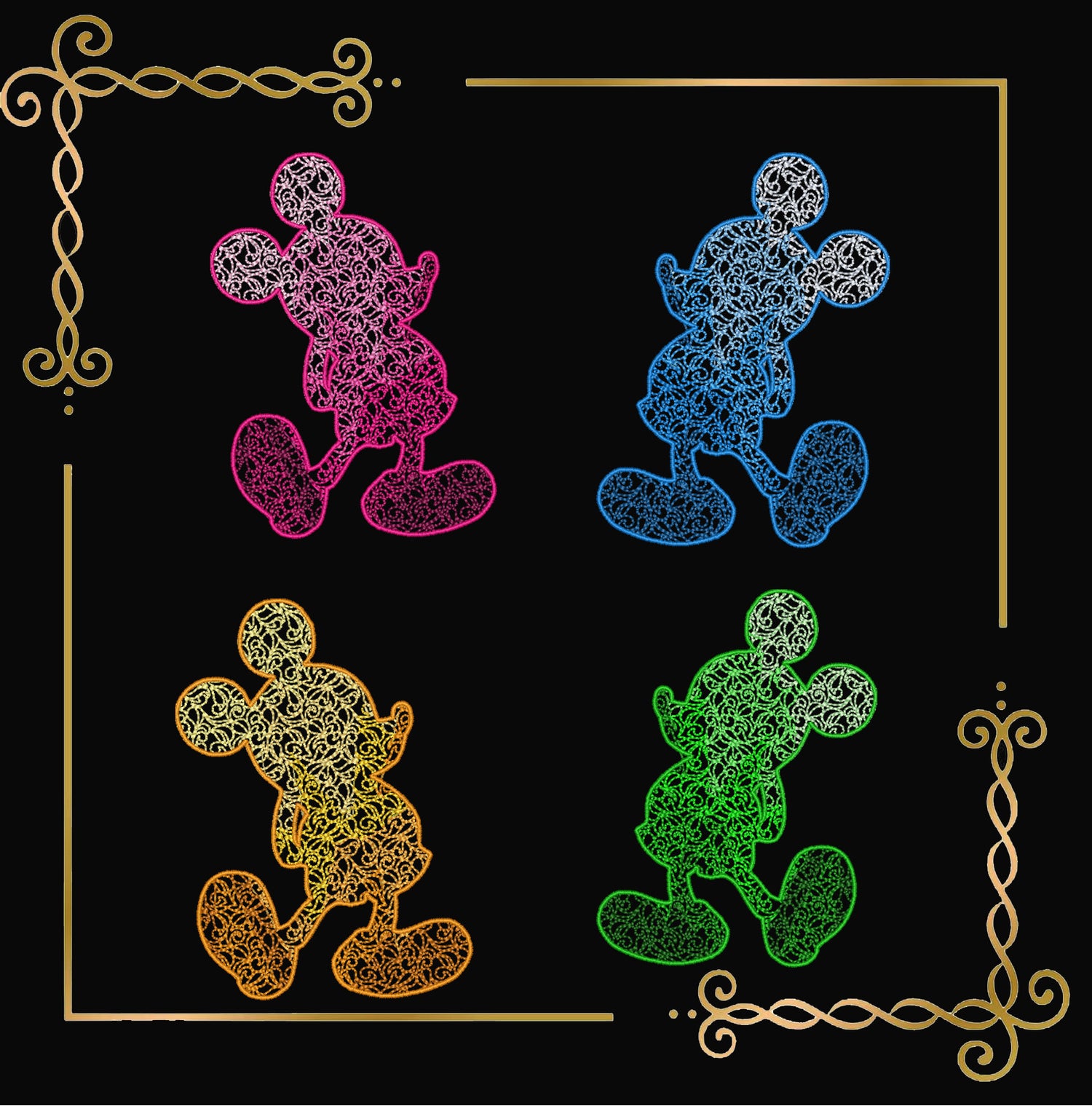 Mouse  Mickey Lace silhouette Cartoon Mouse Artist Machine Embroidery File