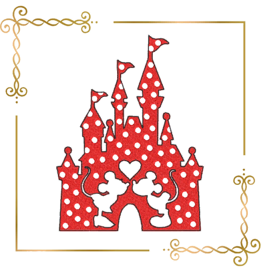 Mickey and Minnie Mouse castle love valentines day digital machine embroidery design